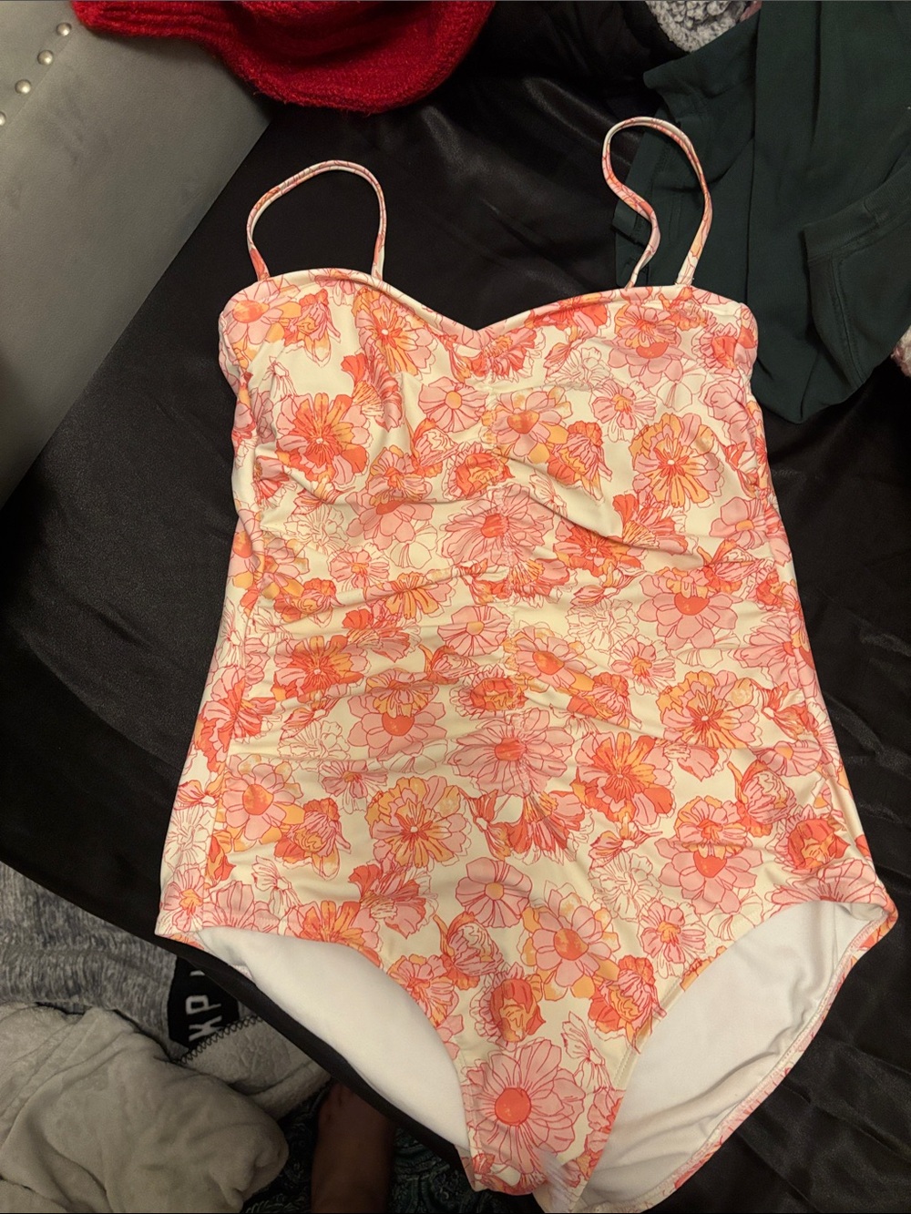 Shade & Shore Floral One-Piece Swimsuit in Cream and Coral